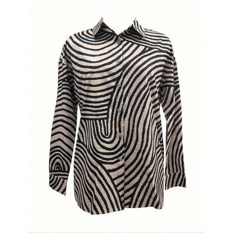 Damen modernes Hemdblusenshirt mit grafischem Muster