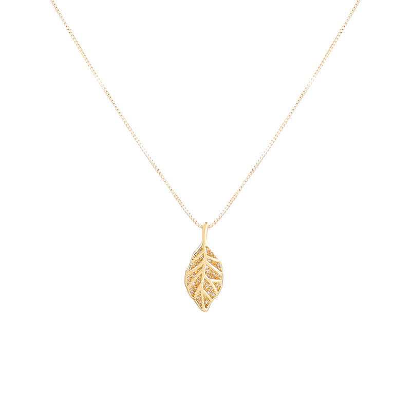 Damen Glänzendes Blatt Pendant Necklace Shop Nory