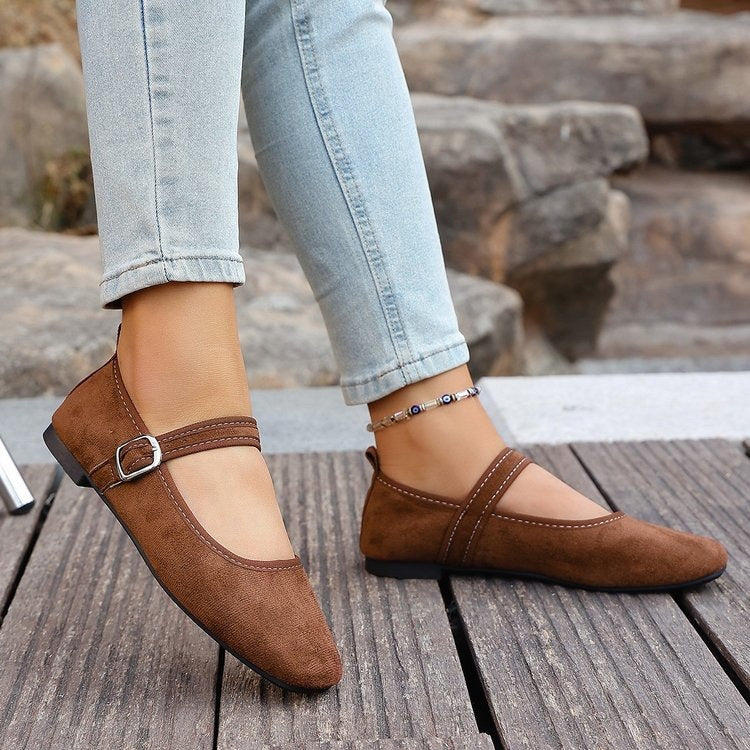 Damen Elegante Ballerinas mit verstellbarem Riemen