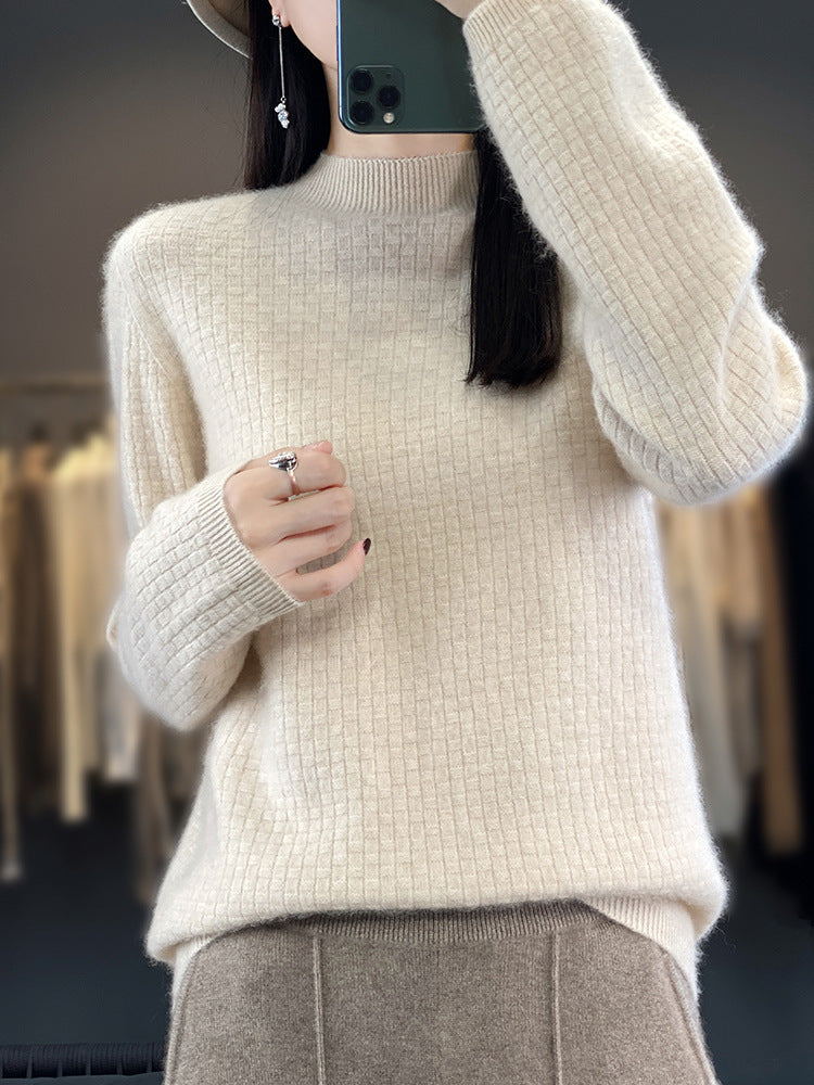 Damen Weicher Boxy-Mockneckpullover im Mohair-Look mit feiner Kastenrippenstruktur Shop Nory