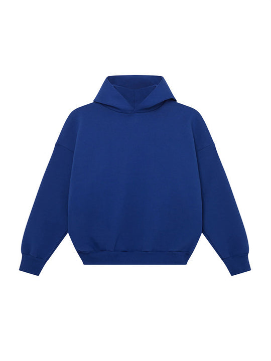 Unisex minimalistischer Kapuzenpullover ohne Kängurutasche mit überschnittener Schulter und geripptem Saum Shop Nory