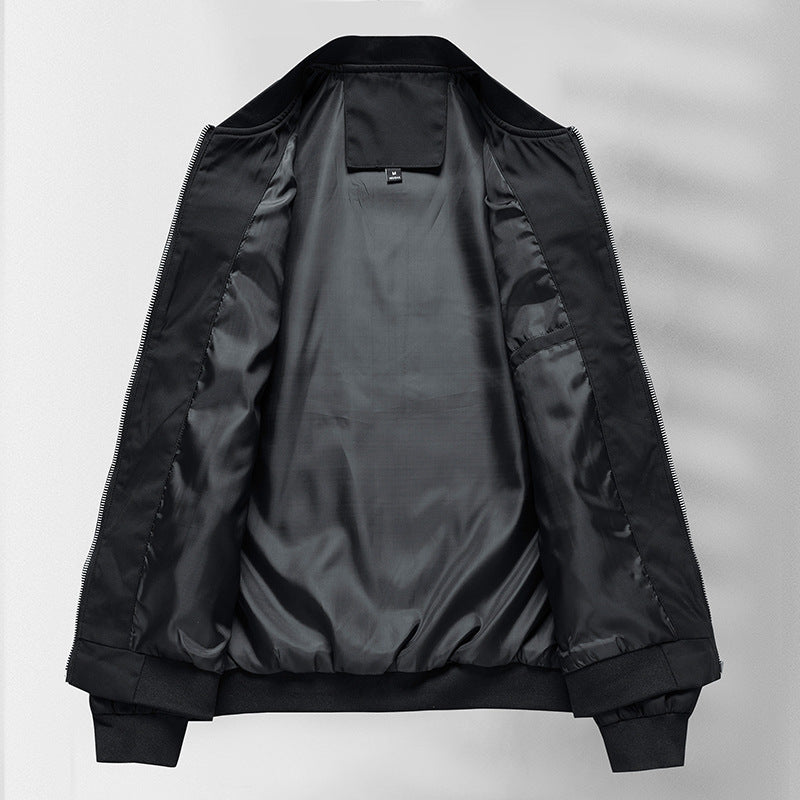 Herren schlichter Slim-Fit Zipper-Blouson mit Stehkragen, tonalen Nahtdetails und elastischen Bündchen Shop Nory