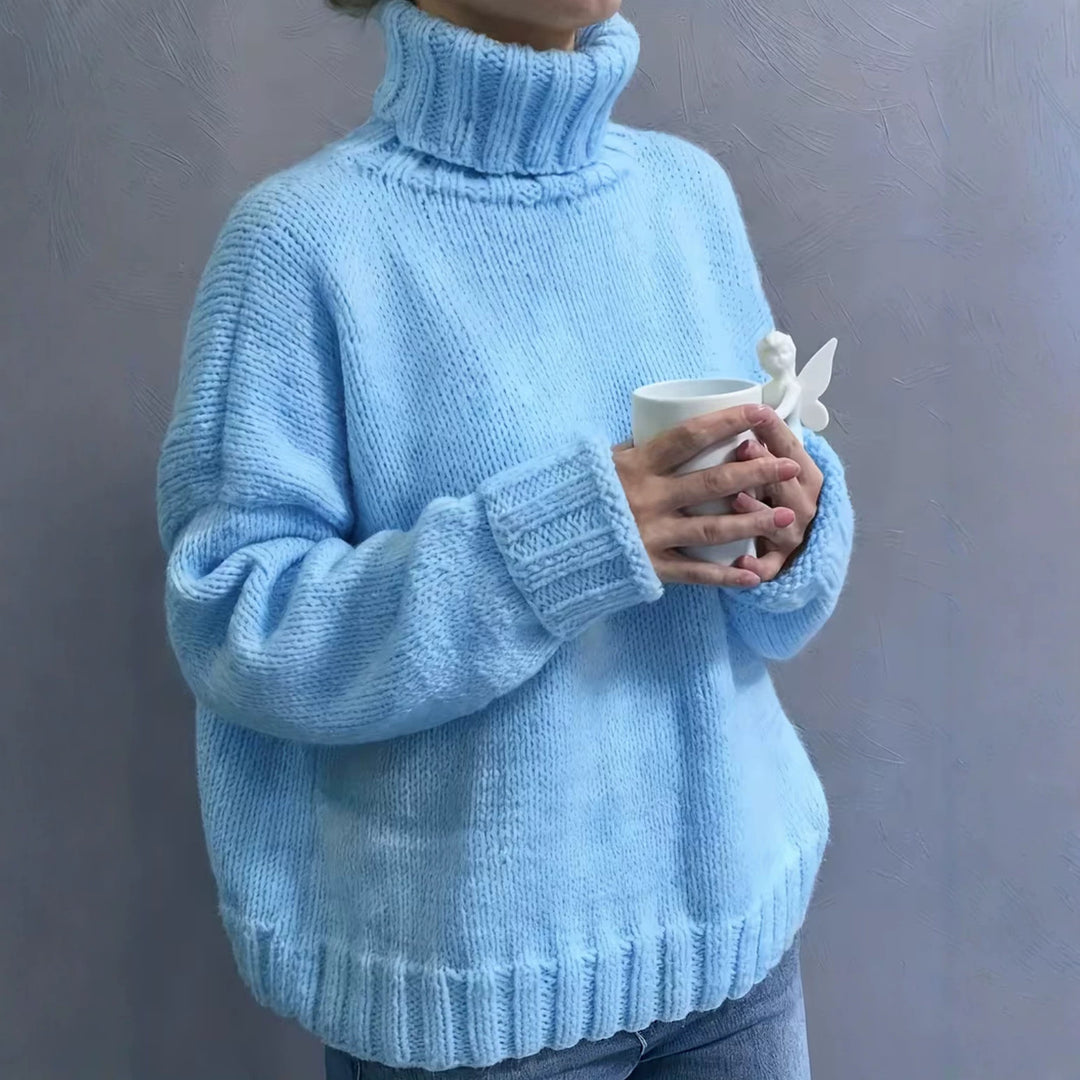 Damen Oversize-Rollkragenpullover im Fluffy-Mix mit breiten gerippten Bündchen Shop Nory