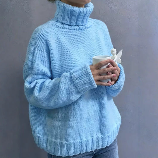 Damen Oversize-Rollkragenpullover im Fluffy-Mix mit breiten gerippten Bündchen Shop Nory