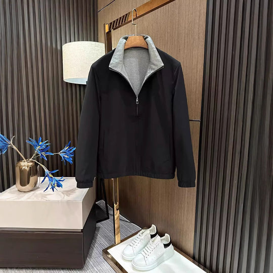 Herren Leichte Reißverschluss-Jacke mit elastischem Saum und kontrastkragen Shop Nory