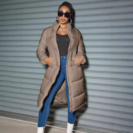 Damen Langer gesteppter Puffer‑Mantel mit hohem Stehkragen Shop Nory