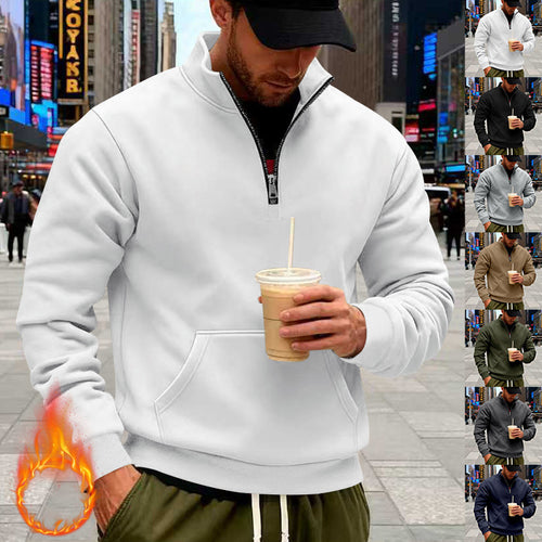 Herren Halbzip-Sweatshirt mit Stehkragen, Kängurutasche und Rippbündchen Shop Nory
