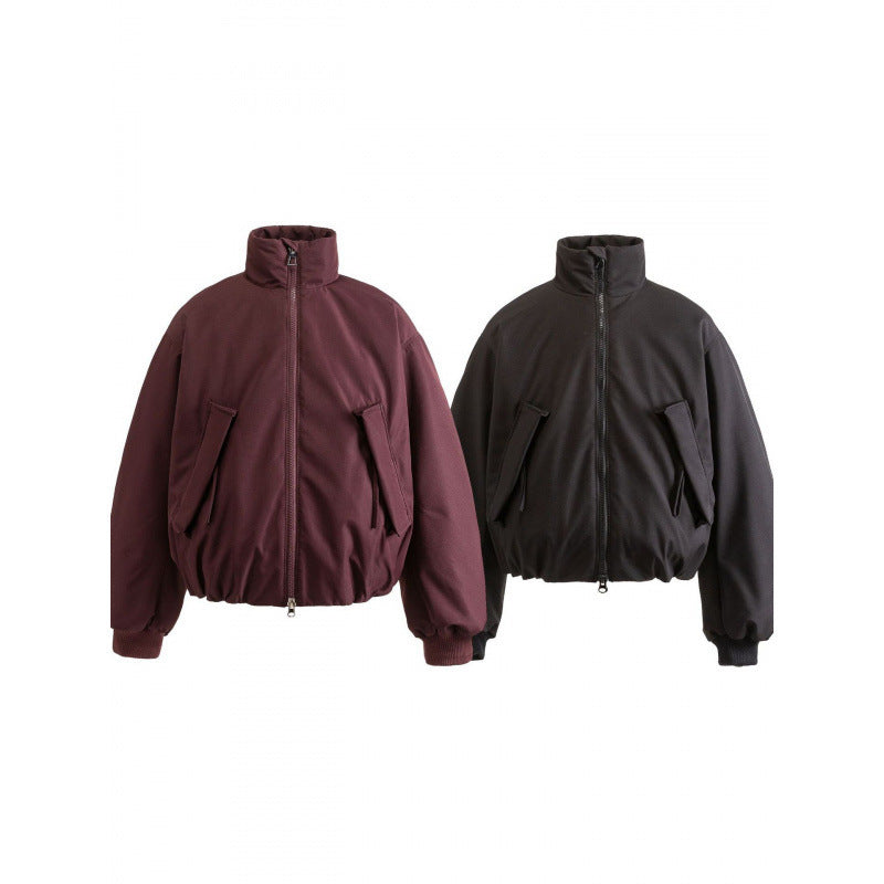 Unisex Boxy wattierte Bomberjacke mit hohem Stehkragen und aufgesetzten Pattentaschen Shop Nory