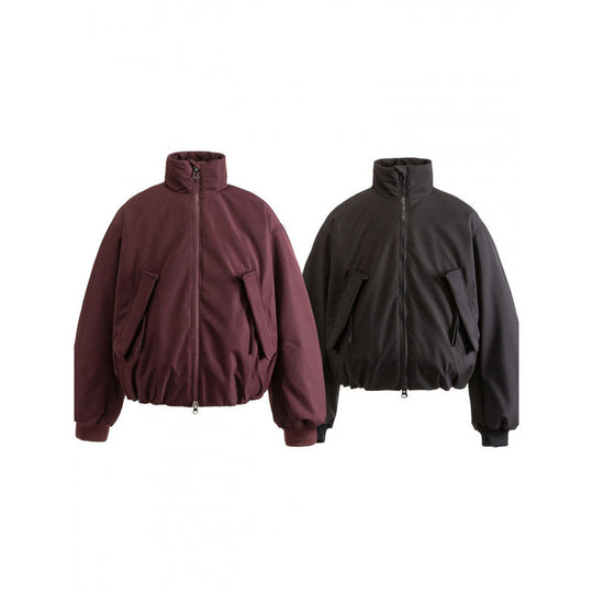Unisex Boxy wattierte Bomberjacke mit hohem Stehkragen und aufgesetzten Pattentaschen Shop Nory