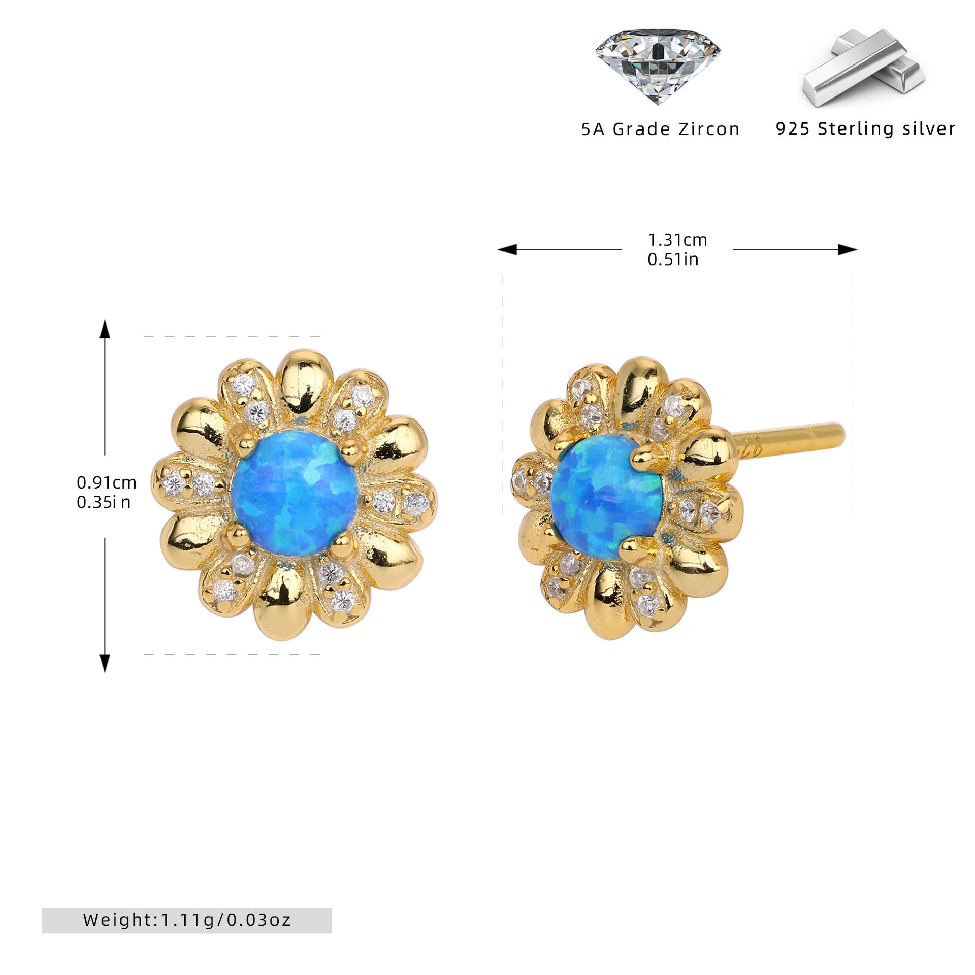 Damen Ohrstecker mit floralem Design und hochwertigem Zirkonbesatz Shop Nory