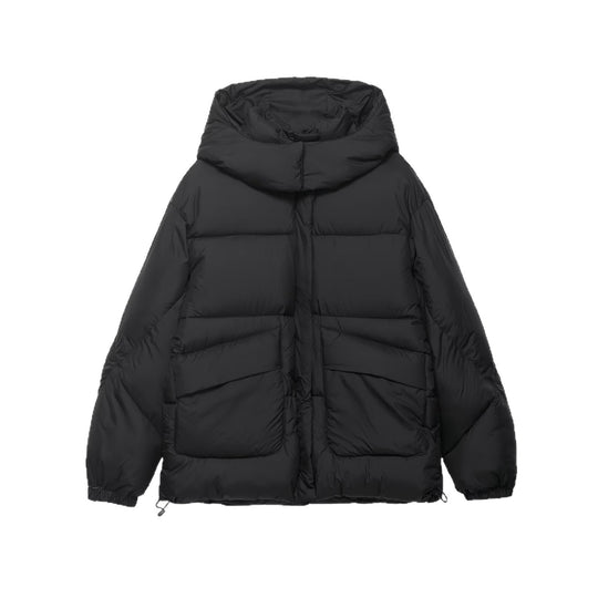 Damen Voluminöse Oversize Daunenjacke mit Kapuze und Kordelzug Shop Nory