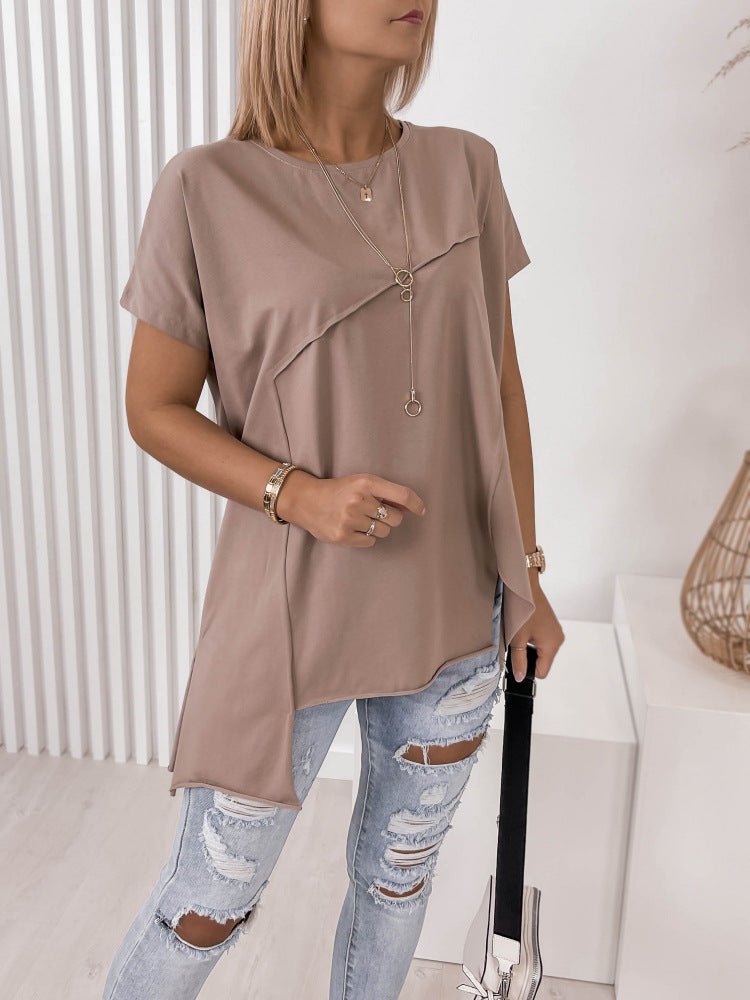 Damen asymmetrisches Oberteil mit eleganter Drapierung Shopnory