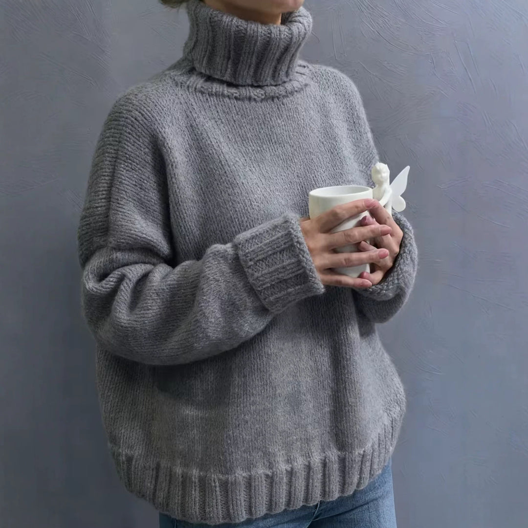 Damen Oversize-Rollkragenpullover im Fluffy-Mix mit breiten gerippten Bündchen Shop Nory
