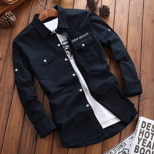 Herren Longline Canvas-Overshirt im Utility-Stil mit Brustpattentaschen Shop Nory
