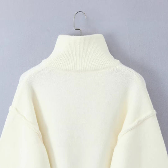 Damen Oversized Zipp-Cardigan aus feinem Strick mit hohem Rippkragen Shop Nory