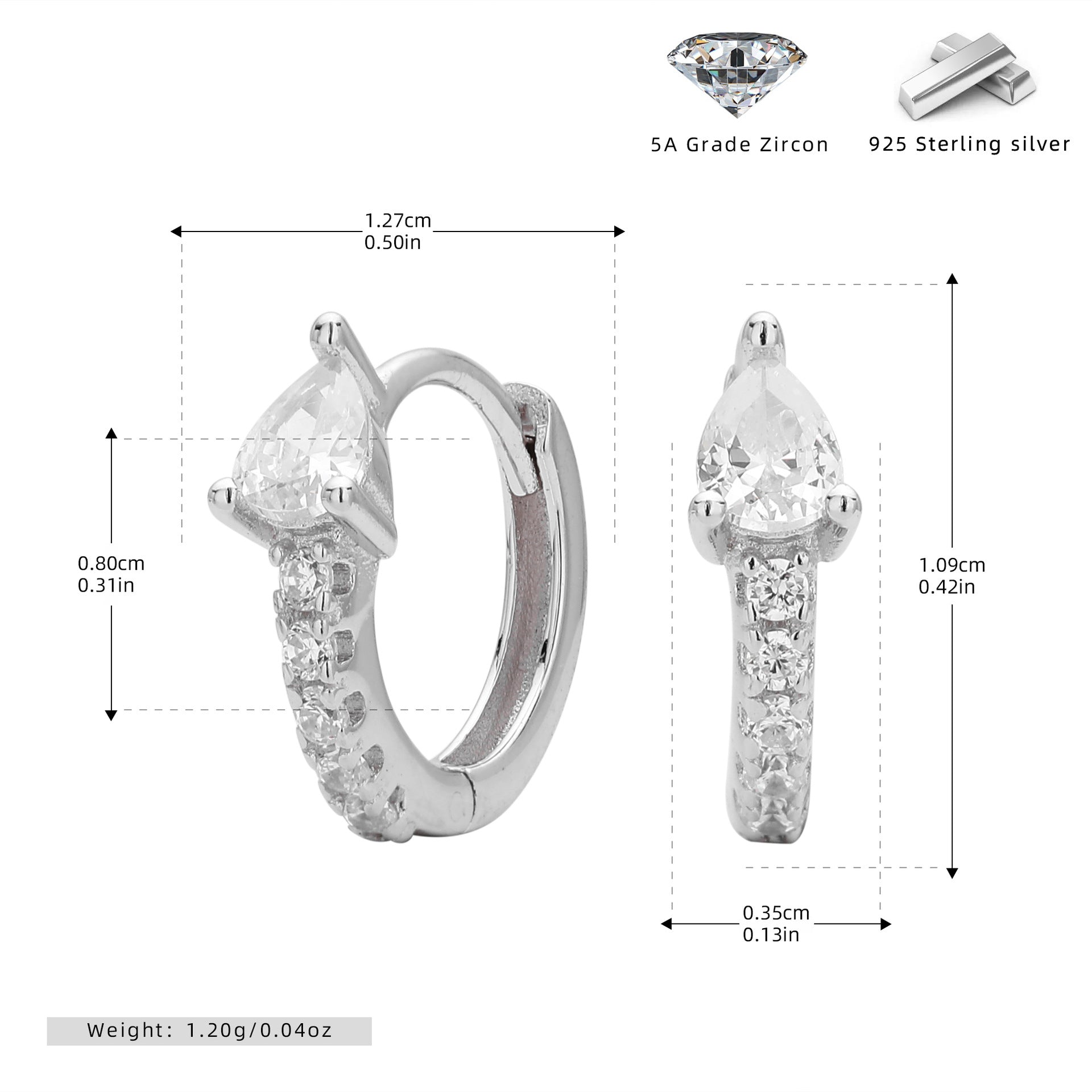 Damen Ohrhänger mit funkelndem Zirkonbesatz aus hochwertigem 925 Sterling Silber Shop Nory 1782843345