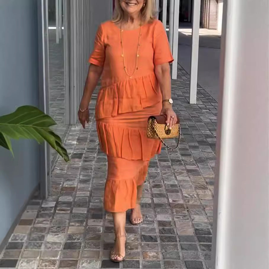 Damen sommerliches Freizeitkleid mit schwingendem Saum Shopnory