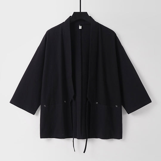 Damen Lockerer Kimono-Cardigan aus Baumwollmix mit Tunnelzug und Hüfttaschen Shop Nory