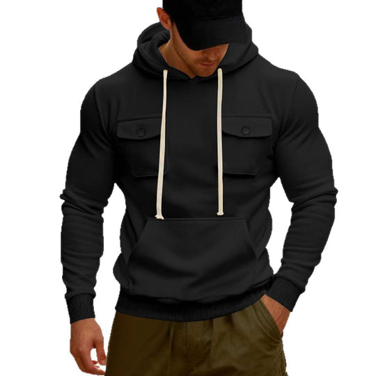 Herren Kapuzenpullover mit Brustklappentasche, Kängurutasche & Rippbündchen Shop Nory