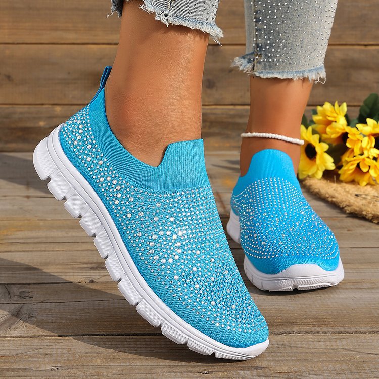 Damen Stilvolle Slip-On Sneakers mit funkelndem Strassdesign Shopnory