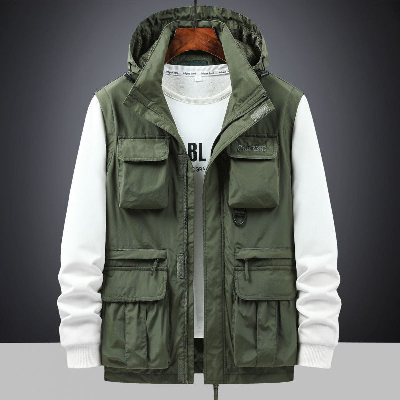 Herren Multifunktionale Utility-Fieldjacke mit Kapuze, Mehrfach-Taschen und Ripstop-Außenmaterial Shop Nory