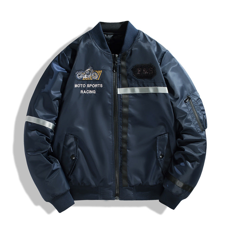 Herren Bomberjacke im Fliegerjackenstil mit reflektierenden Streifen, Utility‑Taschen und leichter Thermofütterung Shop Nory