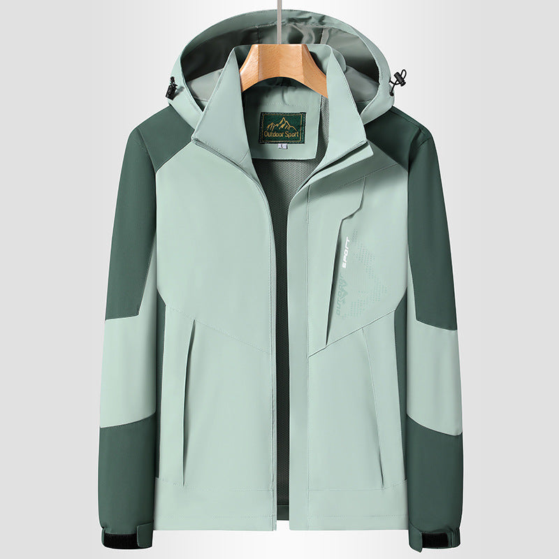 Damen Softshell‑Trekkingjacke mit atmungsaktiver Membran, verstellbarer Kapuze und Colorblock-Design Shop Nory