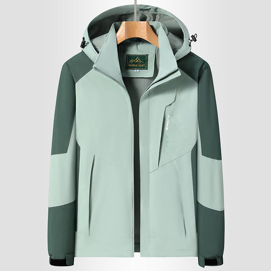 Damen Softshell‑Trekkingjacke mit atmungsaktiver Membran, verstellbarer Kapuze und Colorblock-Design Shop Nory