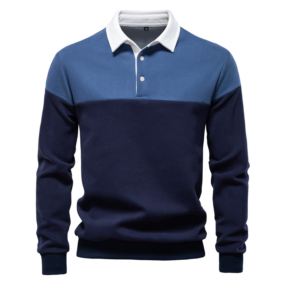 Herren Langarm Poloshirt mit modernen Farbapplikationen und hochwertigem Stoff