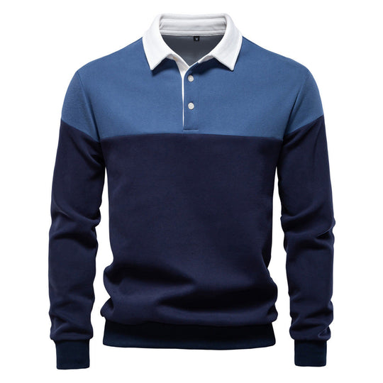 Herren Langarm Poloshirt mit modernen Farbapplikationen und hochwertigem Stoff
