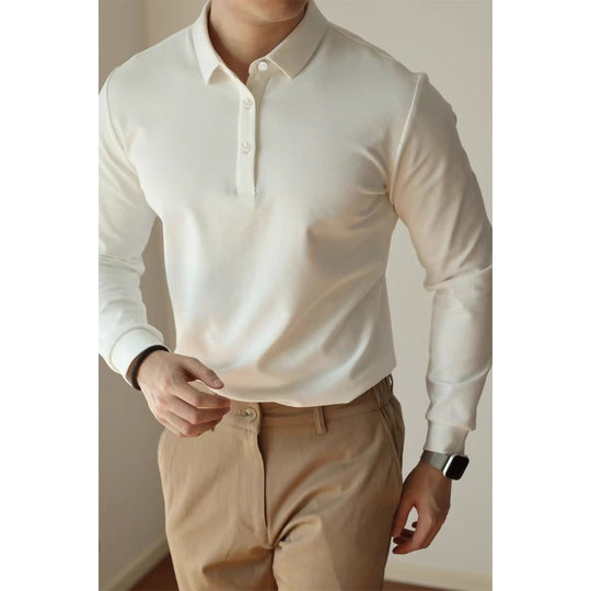 Herren Modisches Langarm-Polohemd mit feinem Strukturdesign Shop Nory