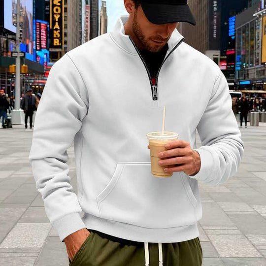 Herren Halbzip-Sweatshirt mit Kängurutasche und Stehkragen Shop Nory