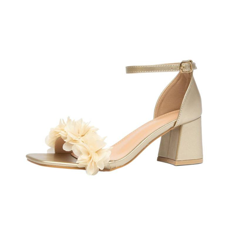 Damen Hochhackige Sandalen mit floralen Applikationen