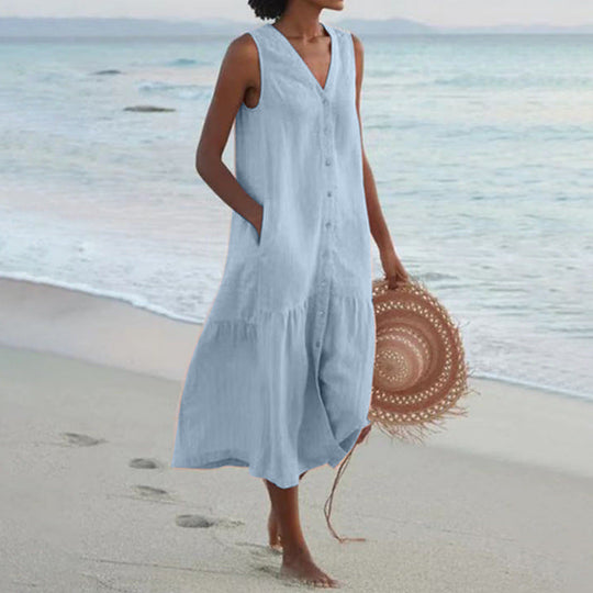 Damen Sommerliches Leinenkleid