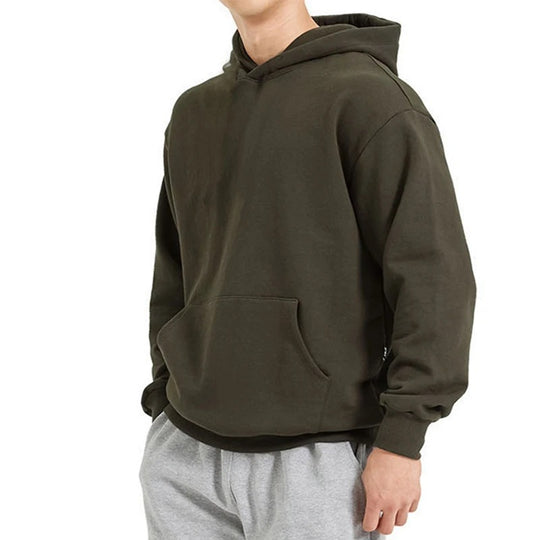 Herren nan schwerer Kapuzenpullover im Boxy-Cut mit Kängurutasche, geripptem Saum und angerauter Innenseite Shop Nory