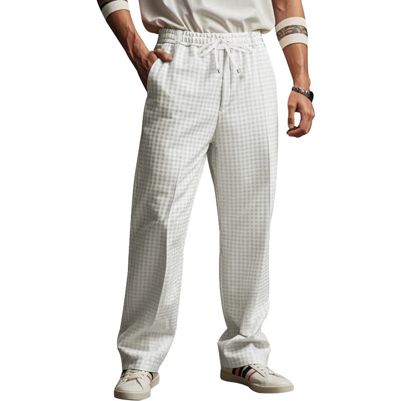 Herren Leichte Relaxed-Fit Karo-Loungehose mit Tunnelzug und weitem Bein Shop Nory
