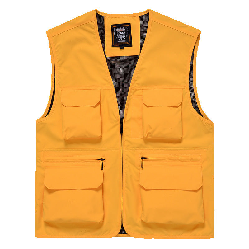Herren Multitaschen-Utility-Weste mit durchgehendem Reißverschluss, atmungsaktivem Mesh-Futter und großvolumigen Klapp- und Reißverschlusstaschen Shop Nory