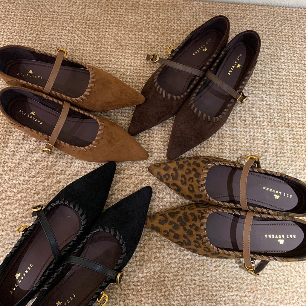 Damen elegante Schnürpumps mit modischem Riemen und spitzem Fußteil