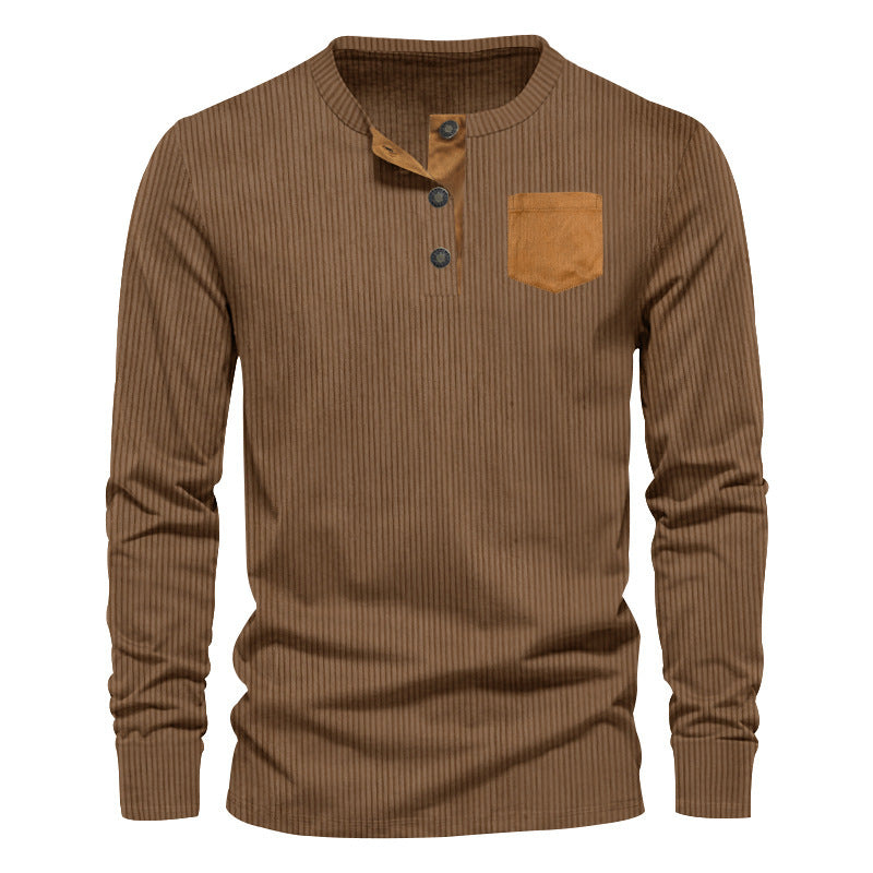 Herren Rippenfeinstrick Langarmshirt mit Slim‑Fit und Stehkragen Shop Nory