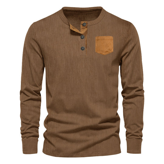 Herren Rippenfeinstrick Langarmshirt mit Slim‑Fit und Stehkragen Shop Nory