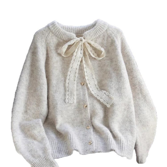 Damen Verspielter Strickcardigan mit Schleifenakzenten Shop Nory