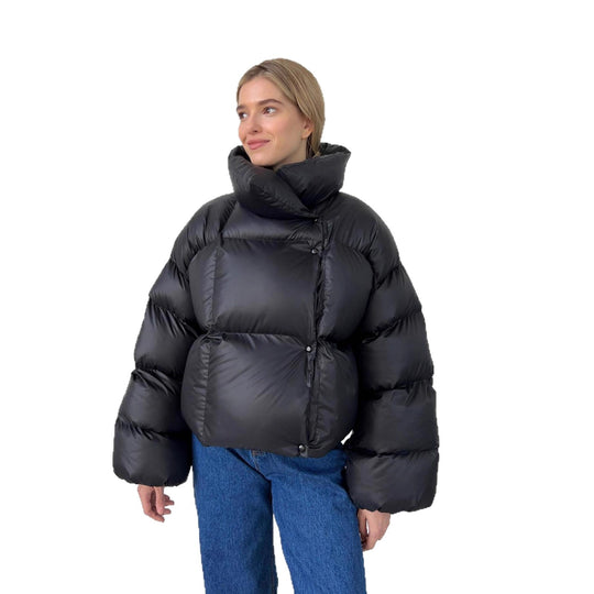 Damen extravagante Oversize Steppdaunenjacke mit extravoluminöser Kapuze Shop Nory
