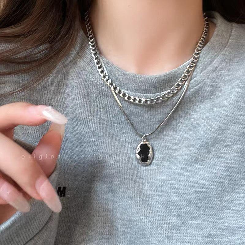 Damen mehrlagige Halskette mit kunstvollem Anhänger Shop Nory