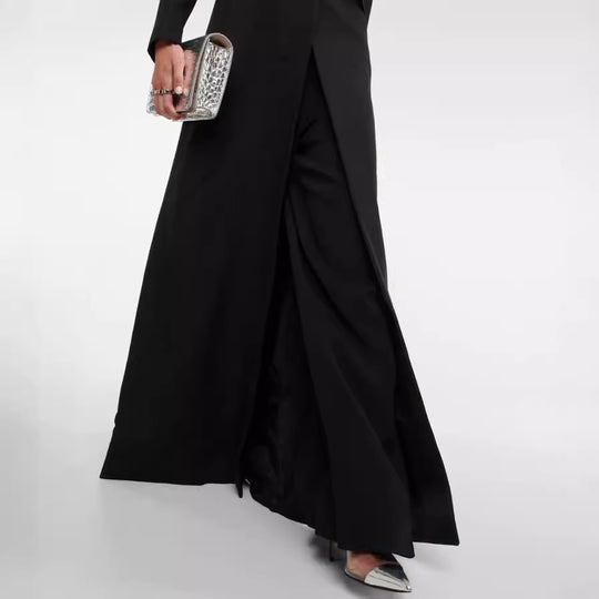 Damen Maxikleid im Smokingsakko‑Stil mit tiefem V‑Ausschnitt und tailliertem Ein‑Knopf‑Verschluss Shop Nory