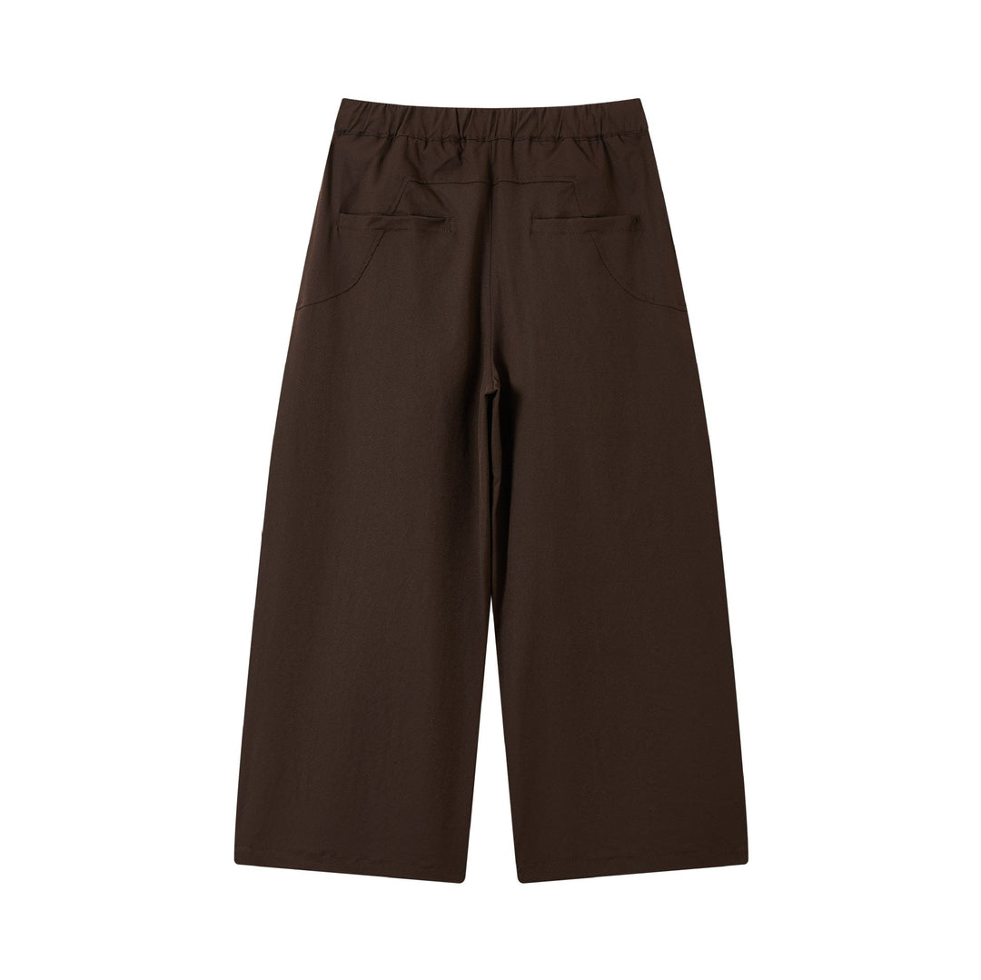 Damen weite verkürzte Bundfaltenhose mit Tunnelzug und Cargotaschen Shop Nory