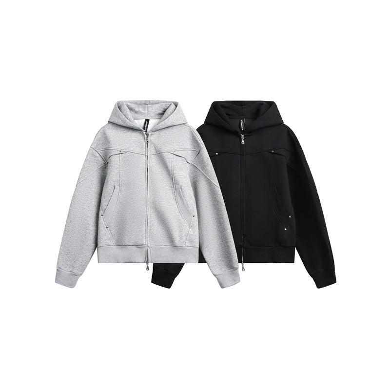 Unisex Oversize Kapuzen-Sweatjacke mit Zwei-Wege-Reißverschluss Shop Nory