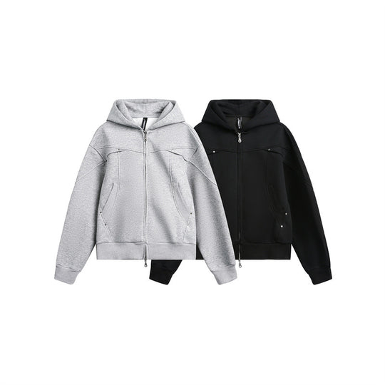 Unisex Oversize Kapuzen-Sweatjacke mit Zwei-Wege-Reißverschluss Shop Nory