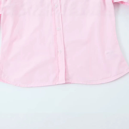 Damen Legere Baumwollbluse mit kastiger Kurzform und klassischem Hemdkragen Shop Nory