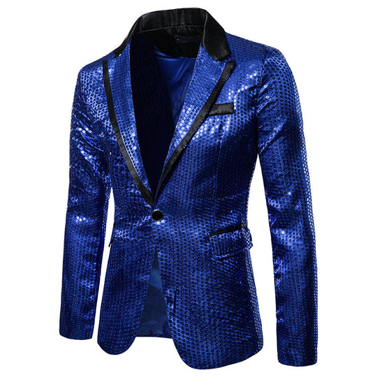 Herren Pailletten-Sakko mit kontrastierendem Revers und taillierter Silhouette Shop Nory