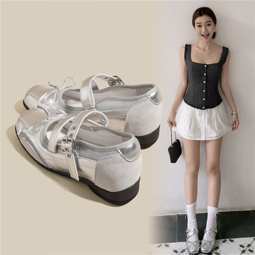 Damen Bequeme Mary-Jane-Ballerinas mit verstellbarem Schnallenriemen und rutschfester Gummisohle Shop Nory